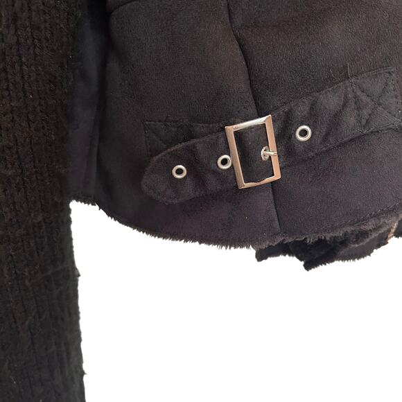 Lane Bryant Black Fleece Line Full Zip Mock Neck Suede Moto Jacket Size 18/20 - Picture 6 of 9